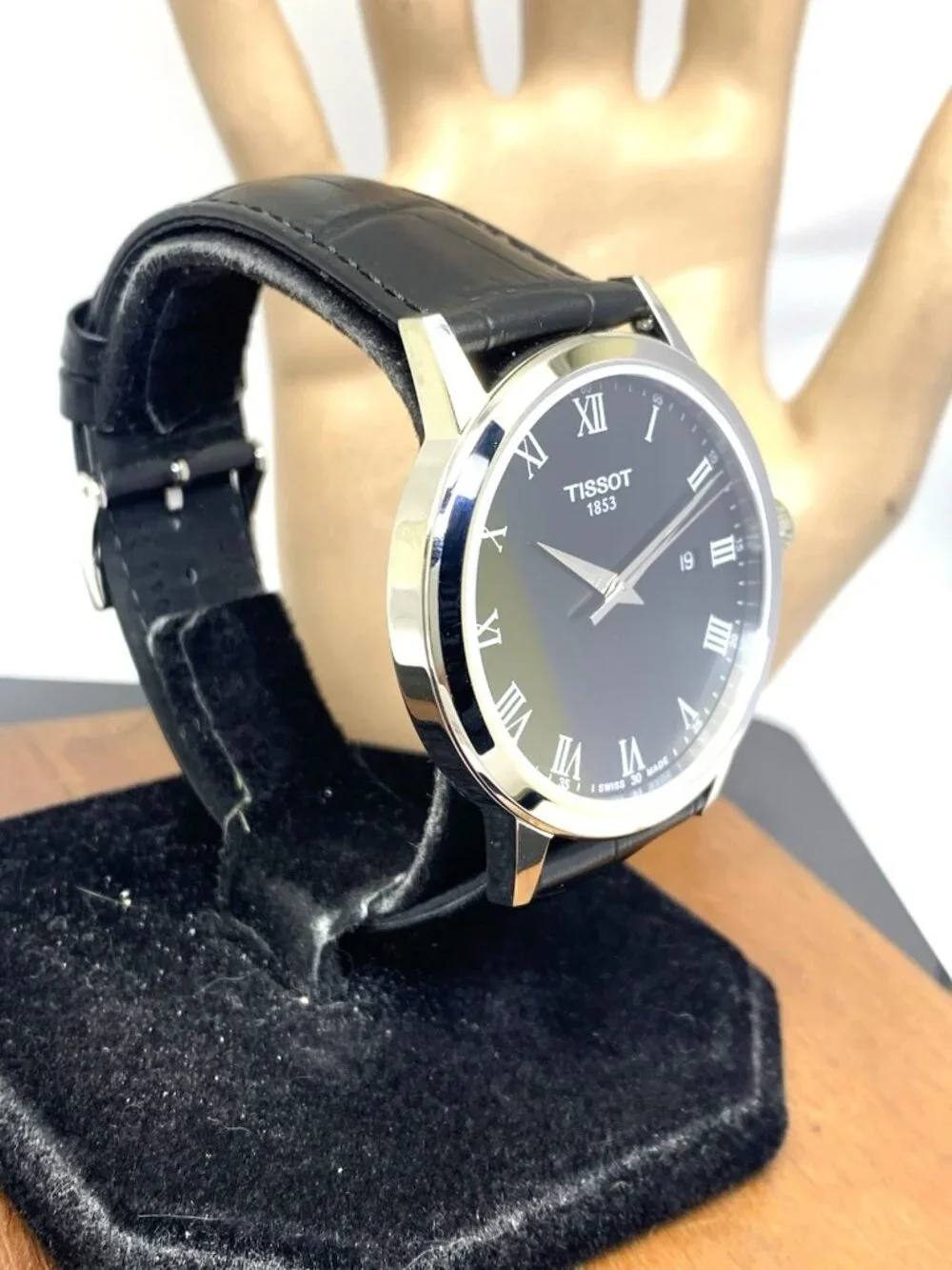 Tissot Men's Watch T1294101605300 Swiss Quartz Black Dial Leather Strap 42mm